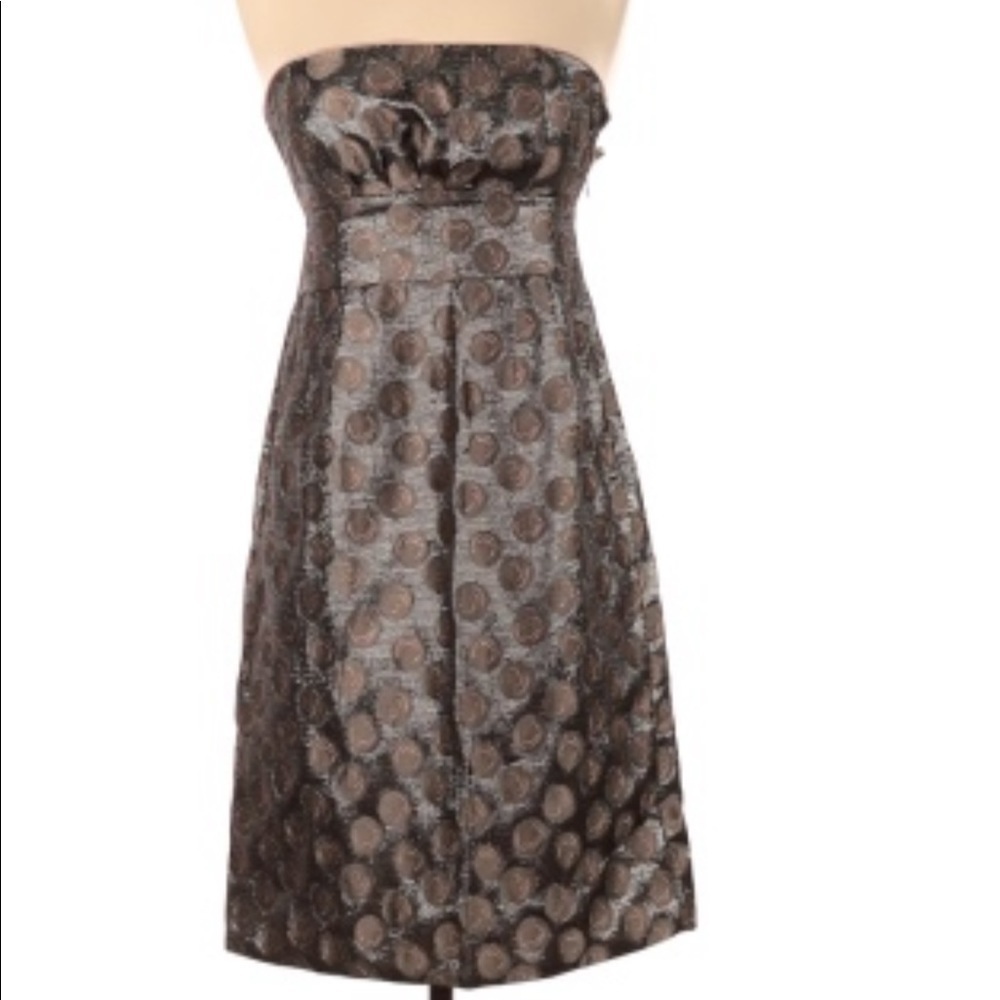 Anthropologie Moulinette Souers strapless metallic party dress 4